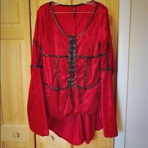 Lip Service 2X Red Velvet Corset Laced Top